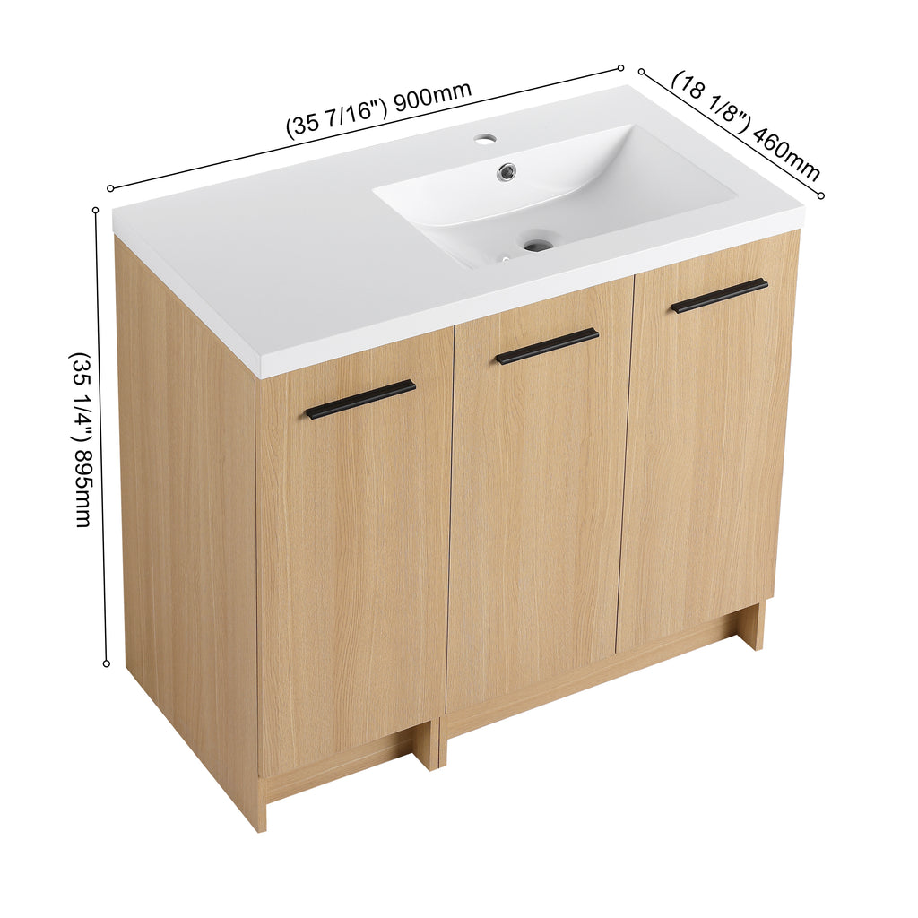 36" Vanité de salle de bain autonome avec armoire en tissu