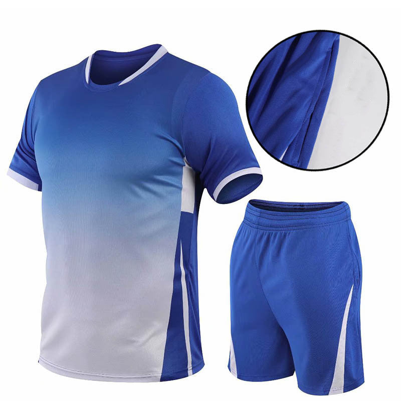 Été Gradient Impression numérique Loose T-shirt à manches courtes Deux pièces Été Plus Taille Sh