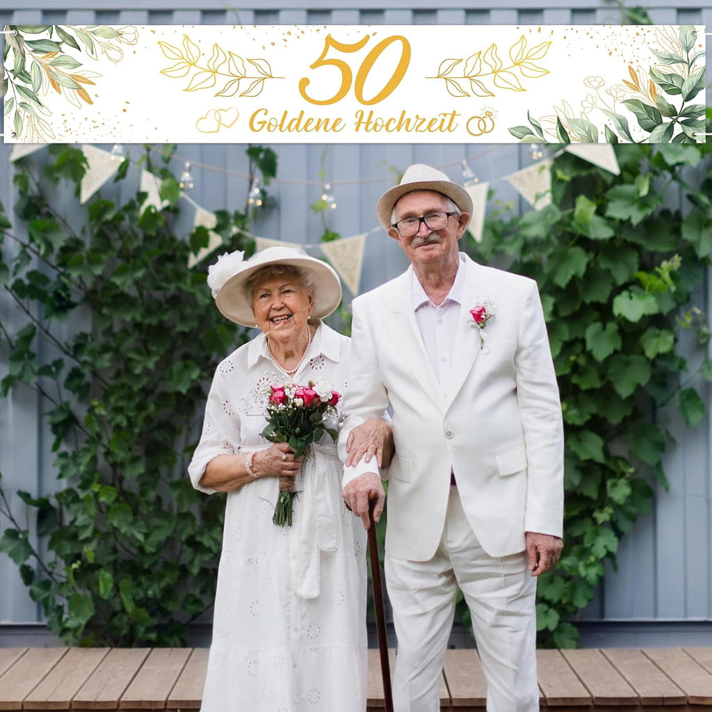 Bannière de mariage dorée