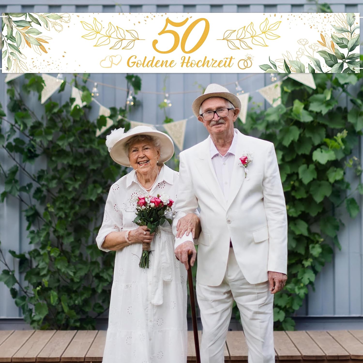 Bannière de mariage dorée