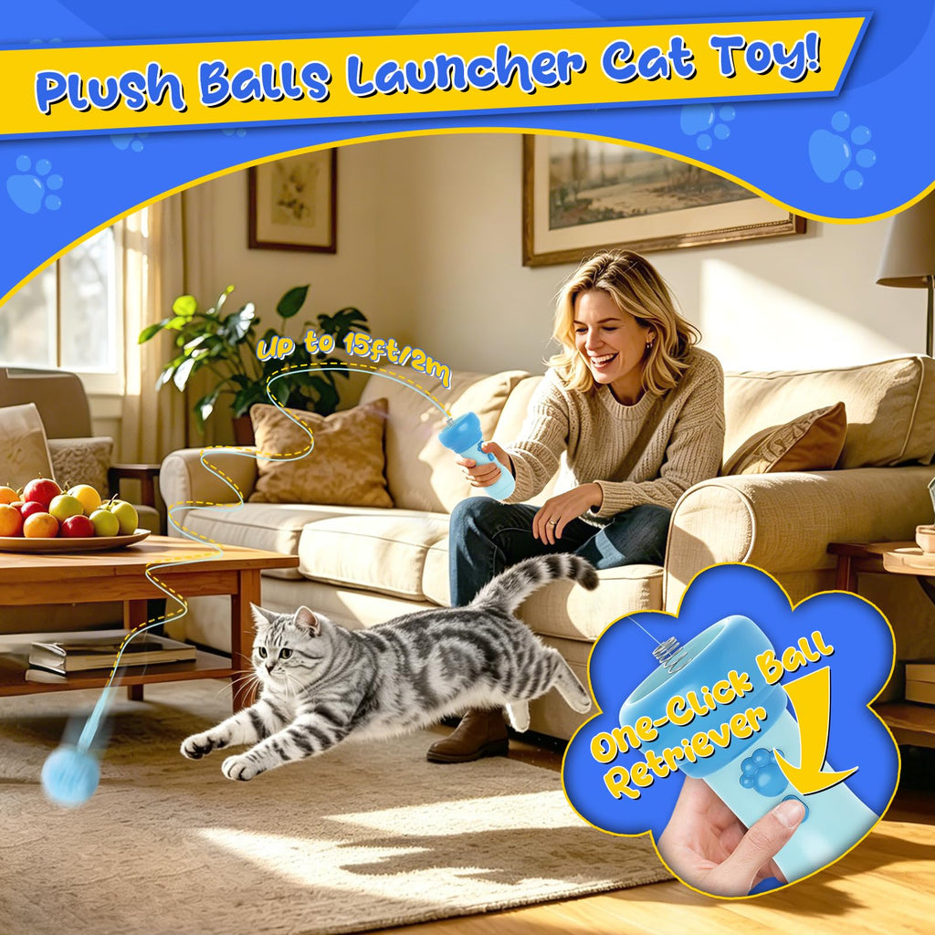 Jouet de chat interactif pour l'intérieur avec bal de lancement One-Click Recycling Chasse interactive
