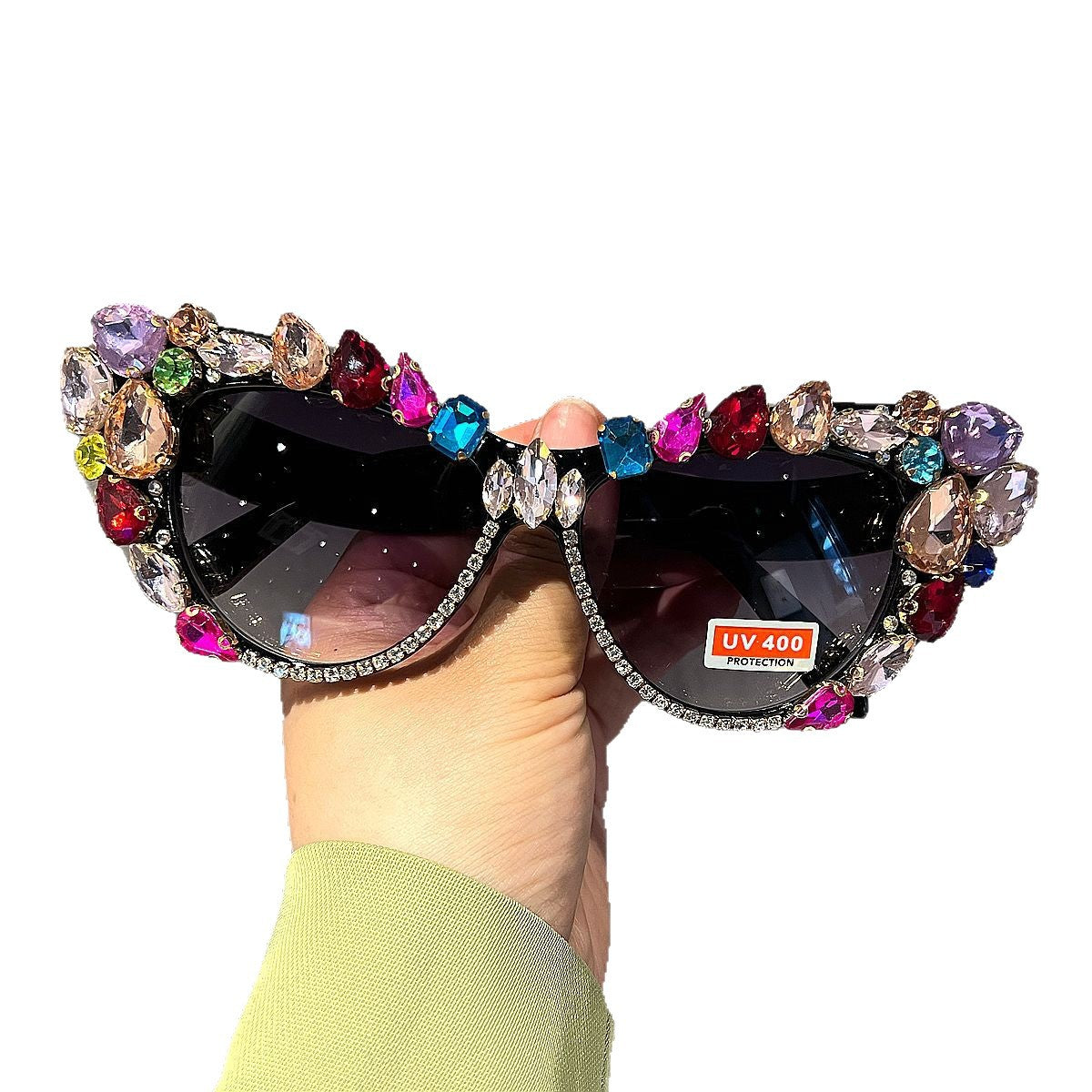Lunettes de soleil rétro à gros yeux de chat en verre pour femmes