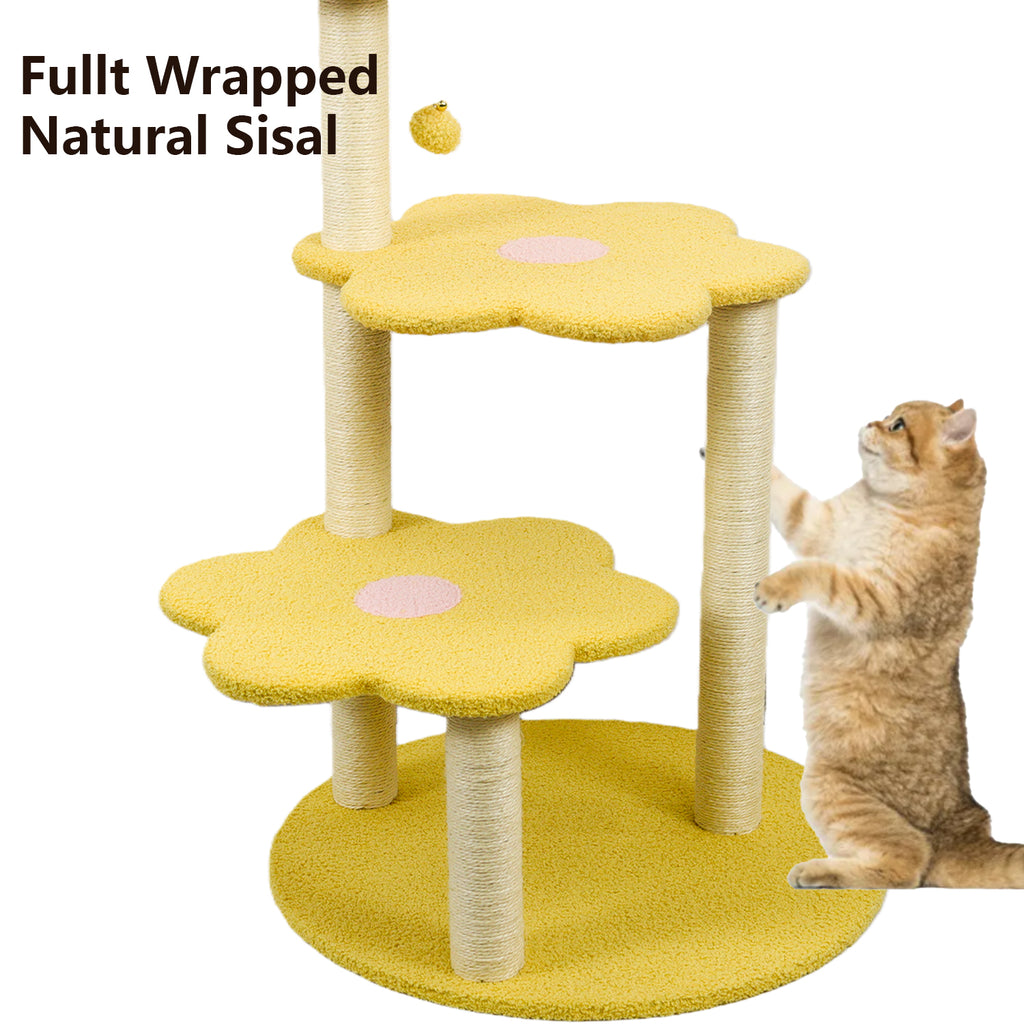 Arbre de chat avec perche confortable amovible & poteaux de scratch Suspension & Jouet Furnit de chat multi-niveaux