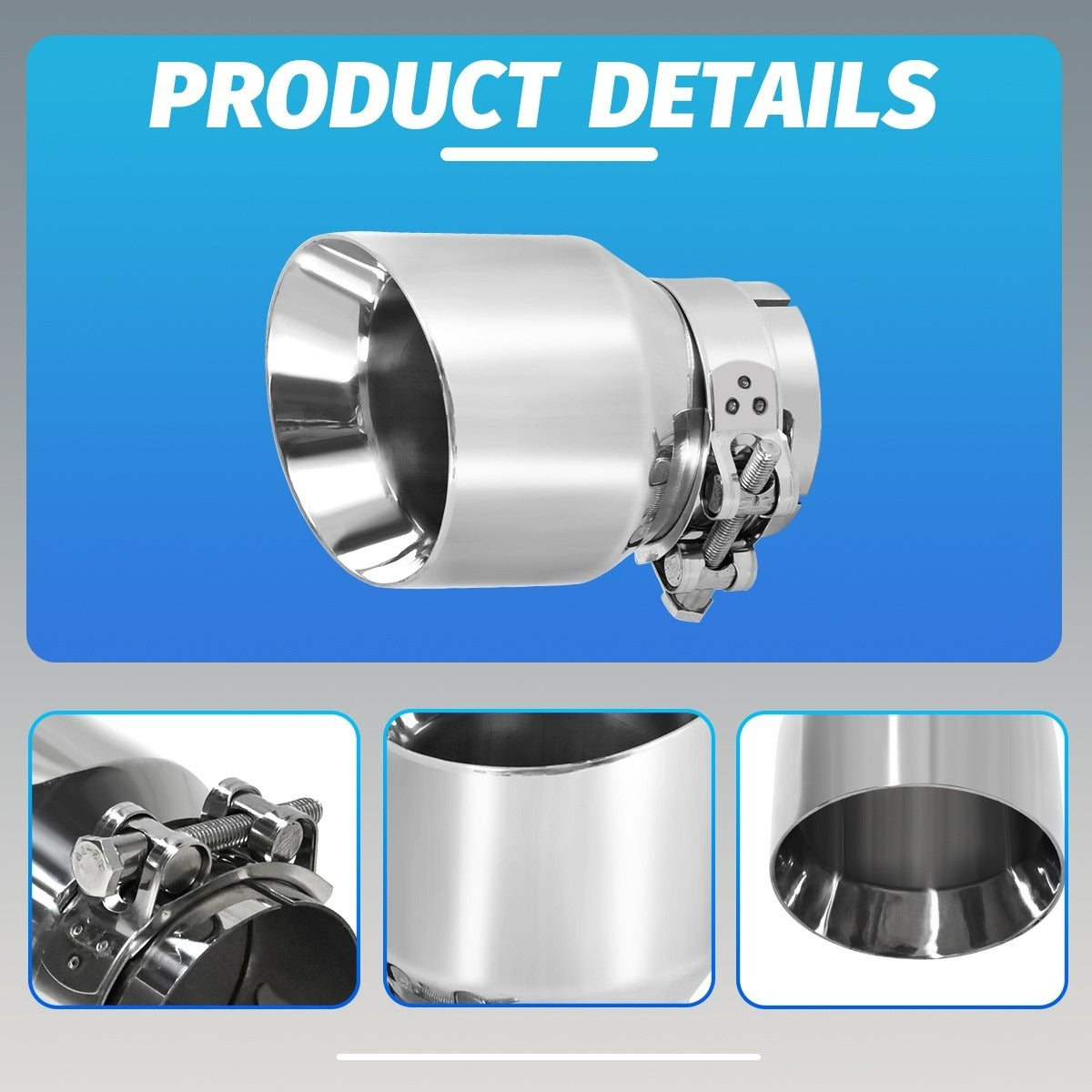 3''Inlet 4''Outlet Tailpipe Conseil d'échappement Tuyau d'échappement en acier inoxydable poli