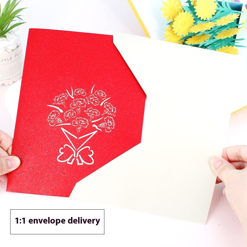 Rose Bouquet Paper Carving Anniversaire Bénédiction Petite Carte de voeux