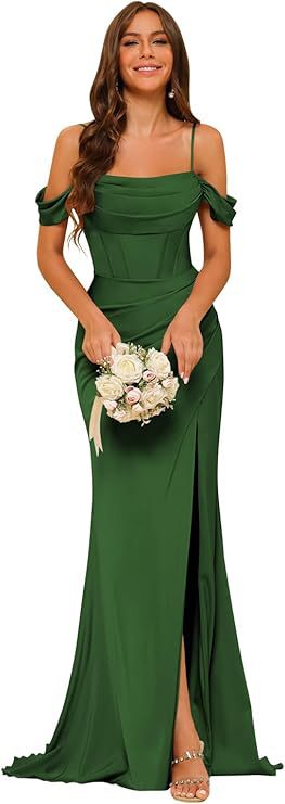 Hors-l'épaule Satin demoiselle d'honneur Corset Ball Gown