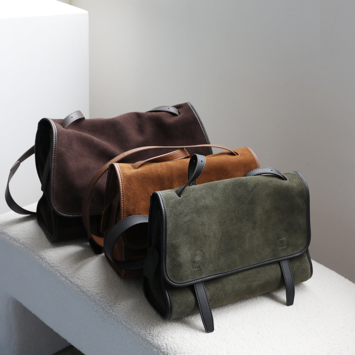 Sac de messager en cuir mat de grande capacité