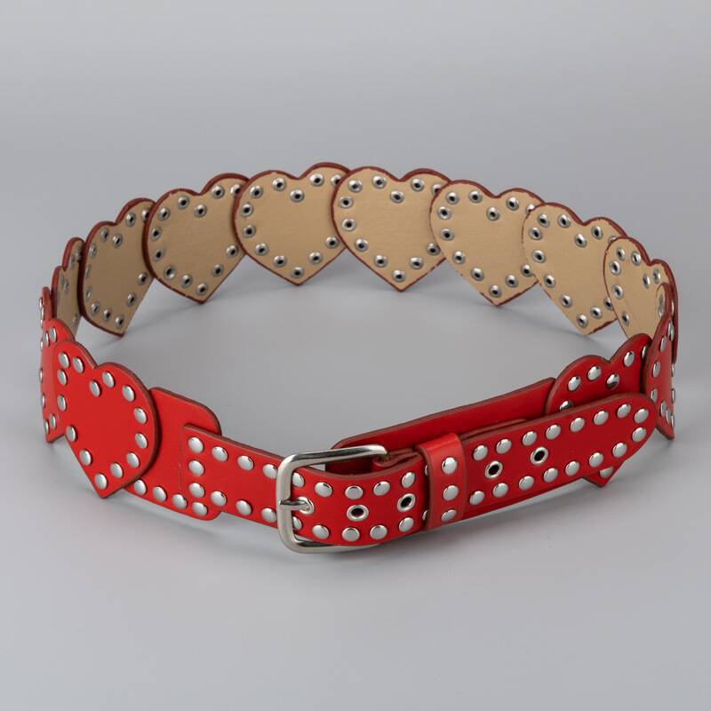 Retro élastique en forme de coeur Ceinture en cuir pour la taille