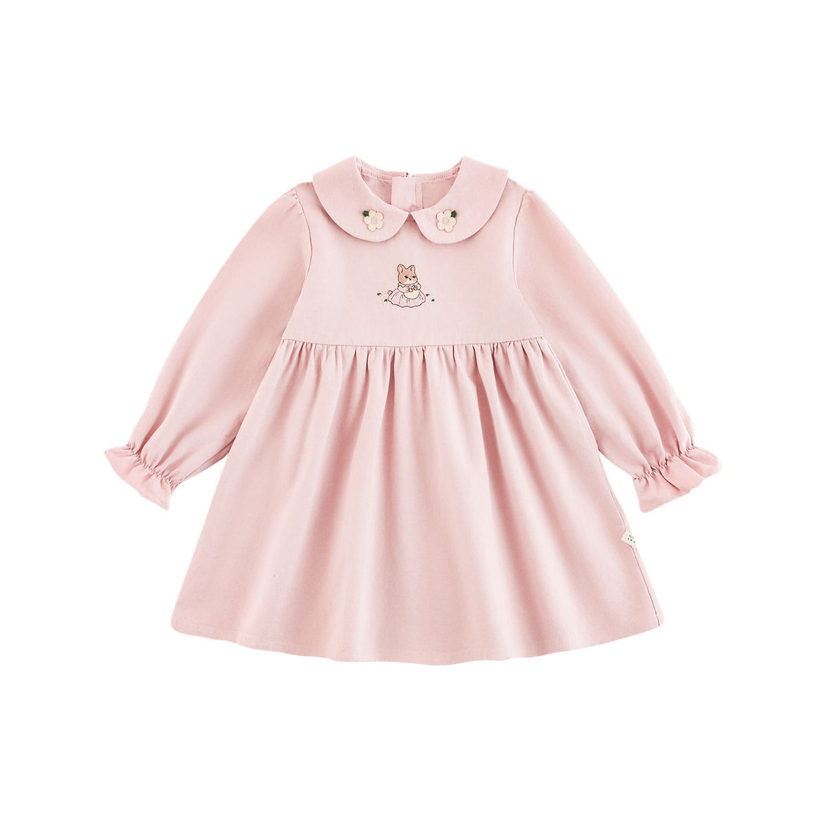 Robe de lapin brodée à manches longues en coton pur
