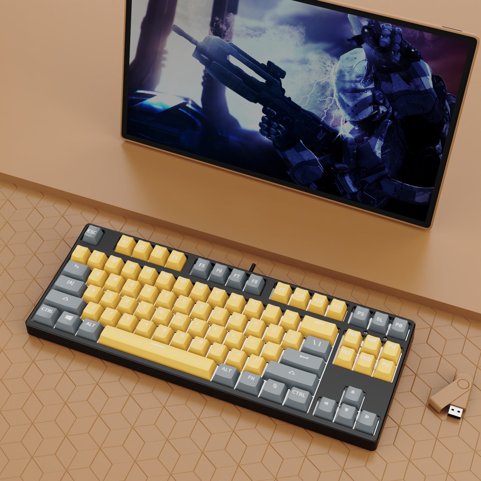 87 Clé filaire prise de jeu deux couleurs clavier mécanique
