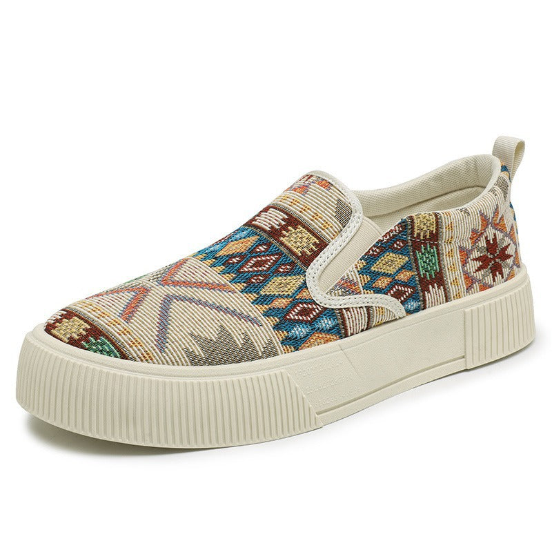 Bas-top chaussures tendance modèle Jacquard Plus-taille Chunky-soled Sneakers