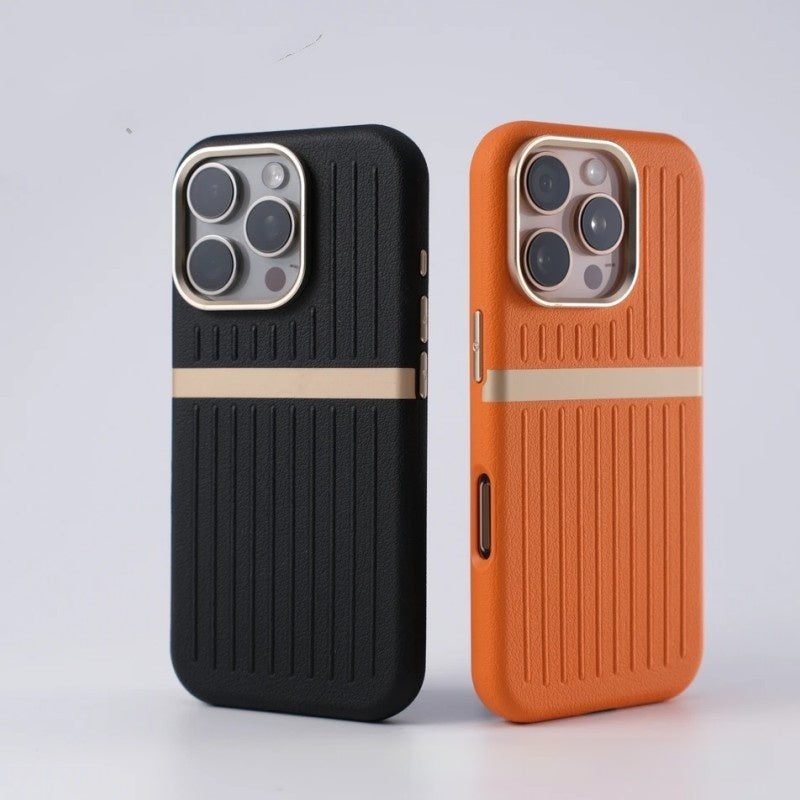Cas de téléphone magnétique ondulée Cas de téléphone en cuir de bureau