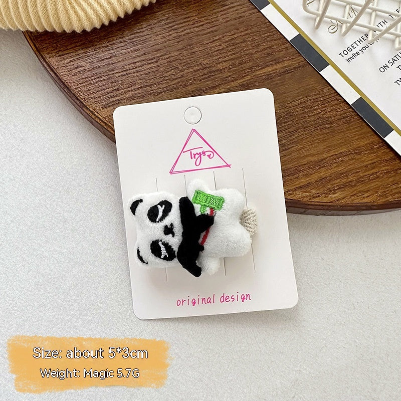 Caricature jeune fille Panda Grip mignon Bandeau à poupée tridimensionnelle pour enfants
