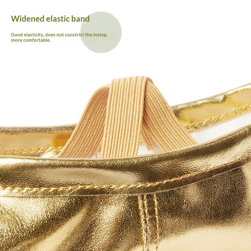 Chaussures de danse d'or et d'argent en cuir PU doux-soled