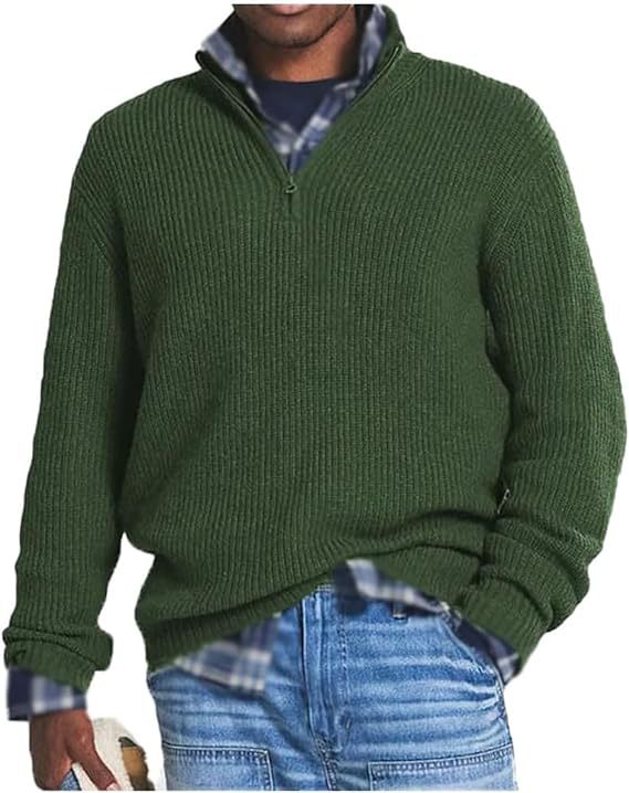 Commerce extérieur Hommes Affaires Casual Loose Zip Collar Sweater