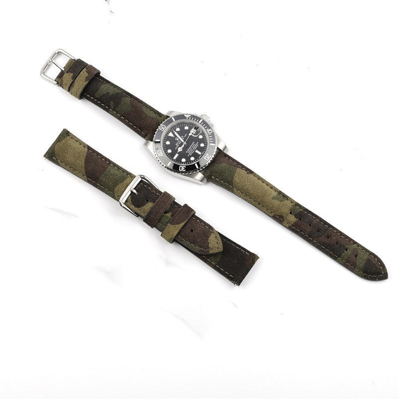 Bracelet de montre en cuir véritable Camouflage créatif et polyvalent