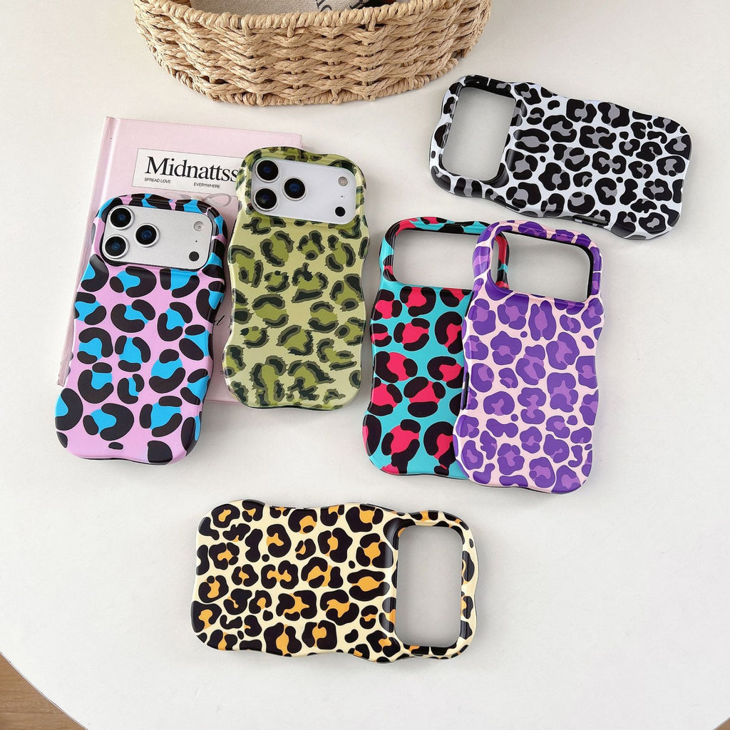 Contraste-couleur Leopard-print Dossier téléphonique Novel Et Niche