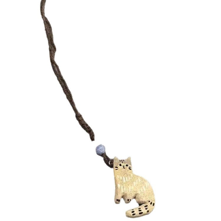 Retro Beige Kitten Collier tressé Femmes