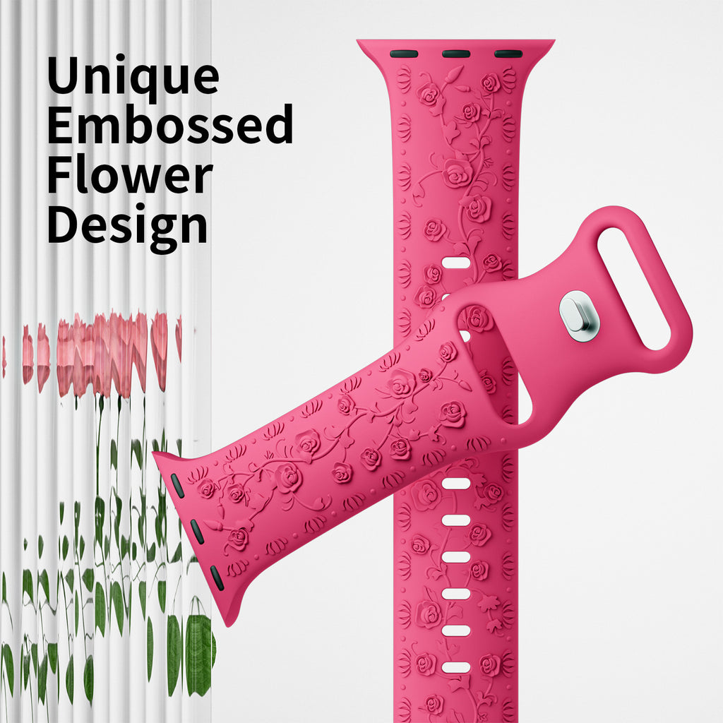 Bracelet de montre en silicone rose embossé