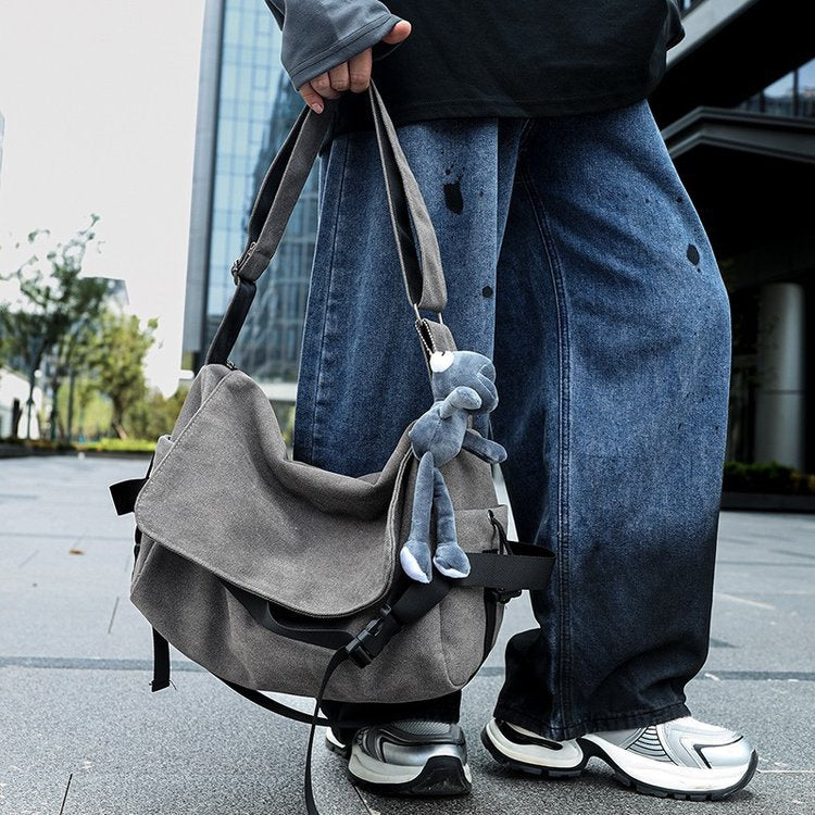 Grand-Capacité Minimaliste Toile Crossbody Sac pour hommes