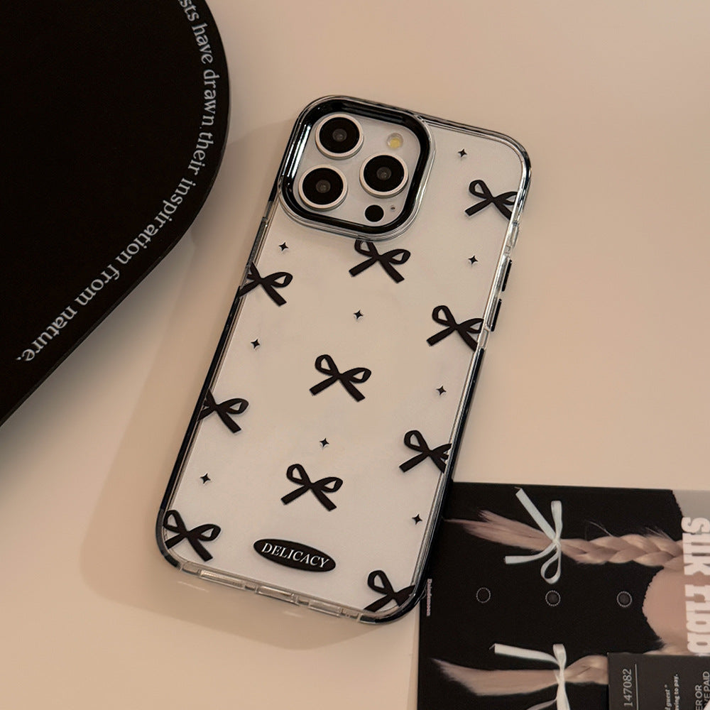 Transparent Black Bowknot Magnetic Case