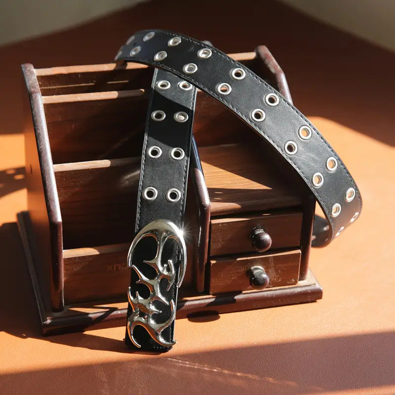 Couple homme Mode Coréen Style Hollow Punk Pantalons Ceinture
