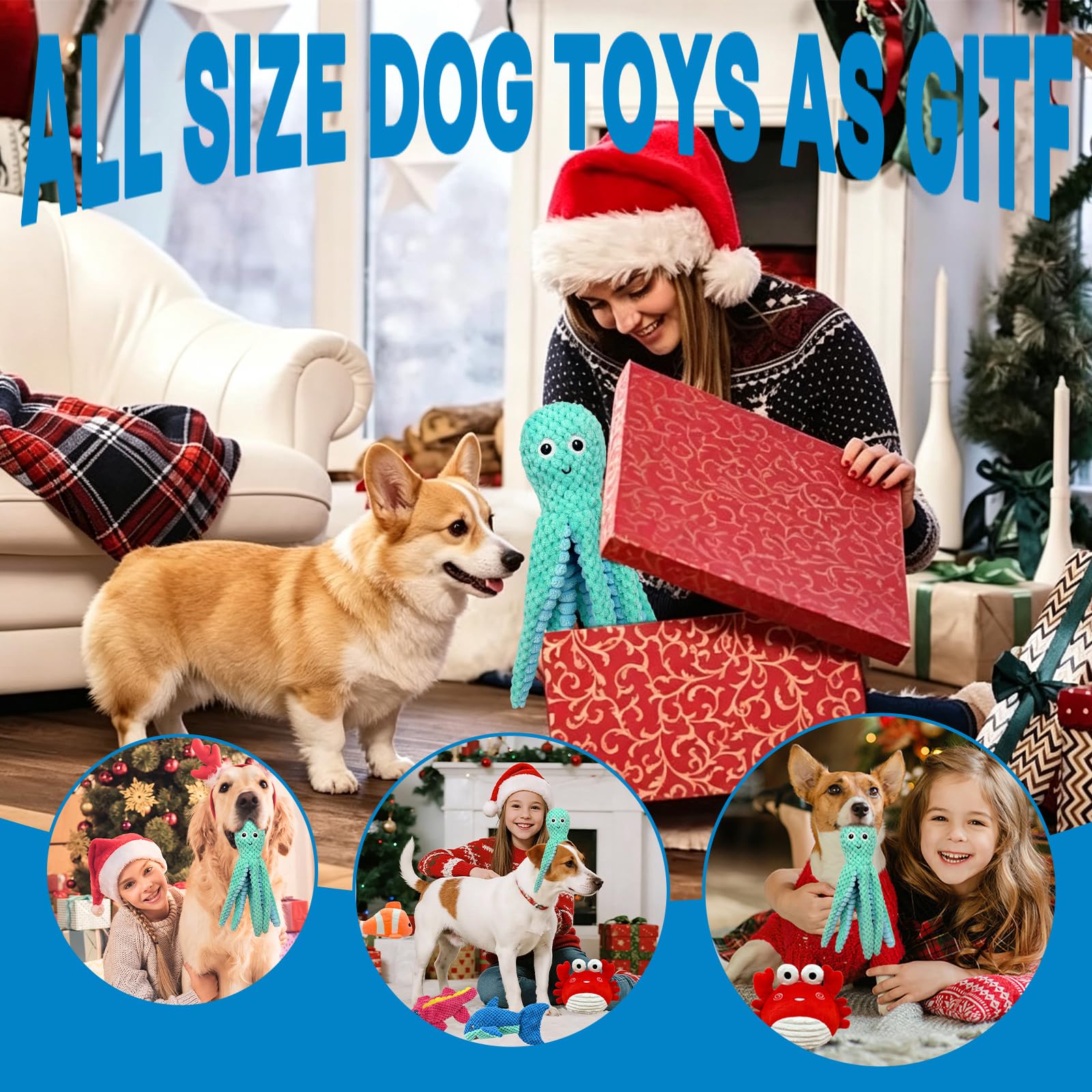 Jouets pour chiens Squeaky Crinkle pour les brochettes agressives