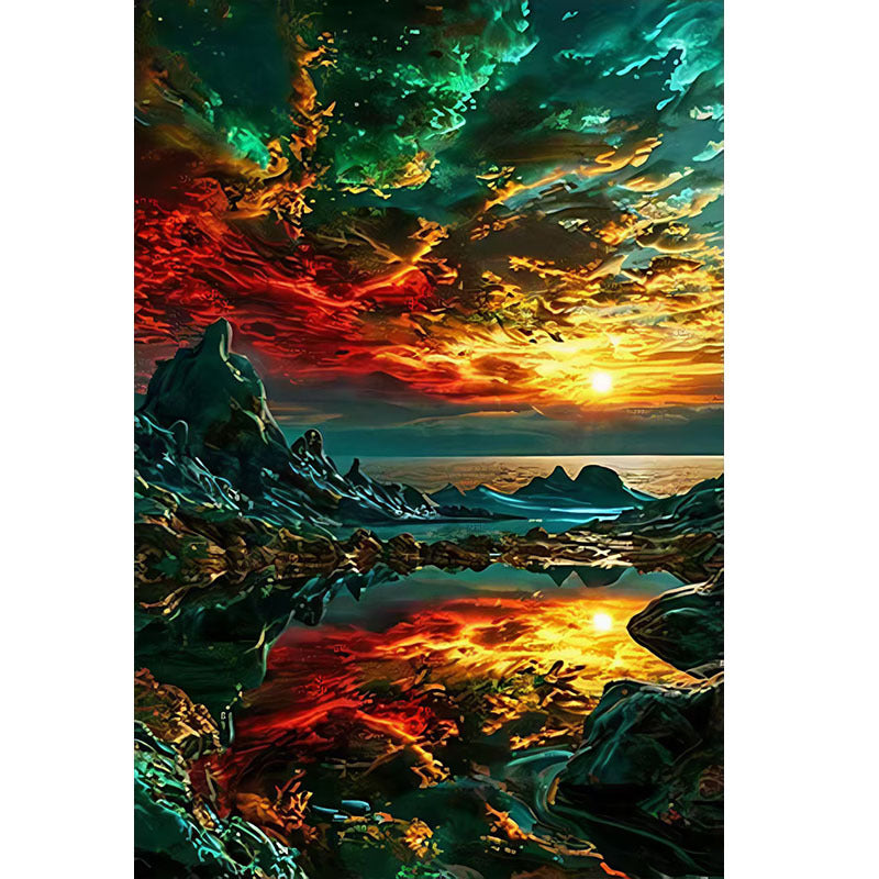Peinture diamant 5D sur le thème du paysage Bricolage entièrement pavé avec des Strass ronds