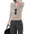 Gris foncé Préppy style tricoté manches longues haut bas