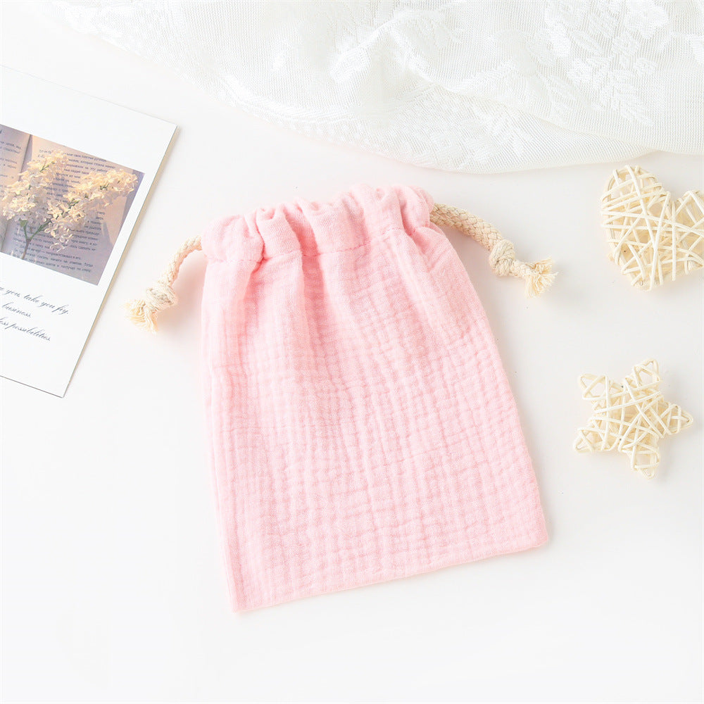 Double couche Drawstring Pocket Cotton Imprimé Crêpe Bib Sac de suspension