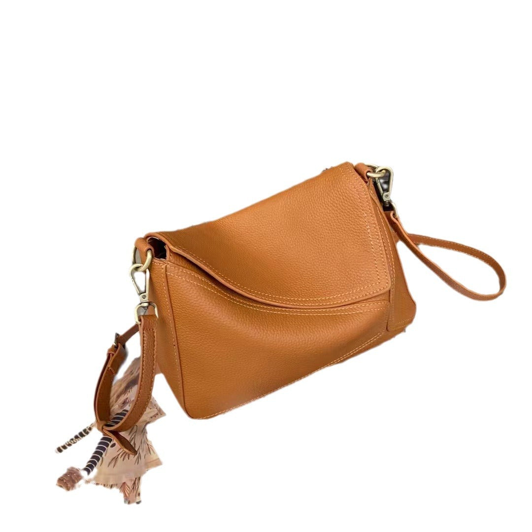 Première couche Cowhide Épaule et sac en cuir véritable modelé Et minimaliste