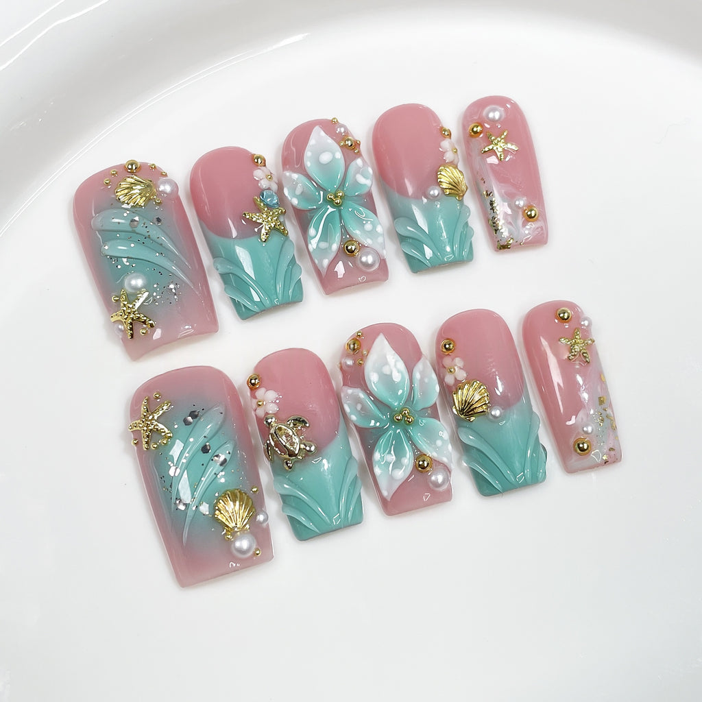 Gradient 3D femmes sculptées Art des ongles occasionnels