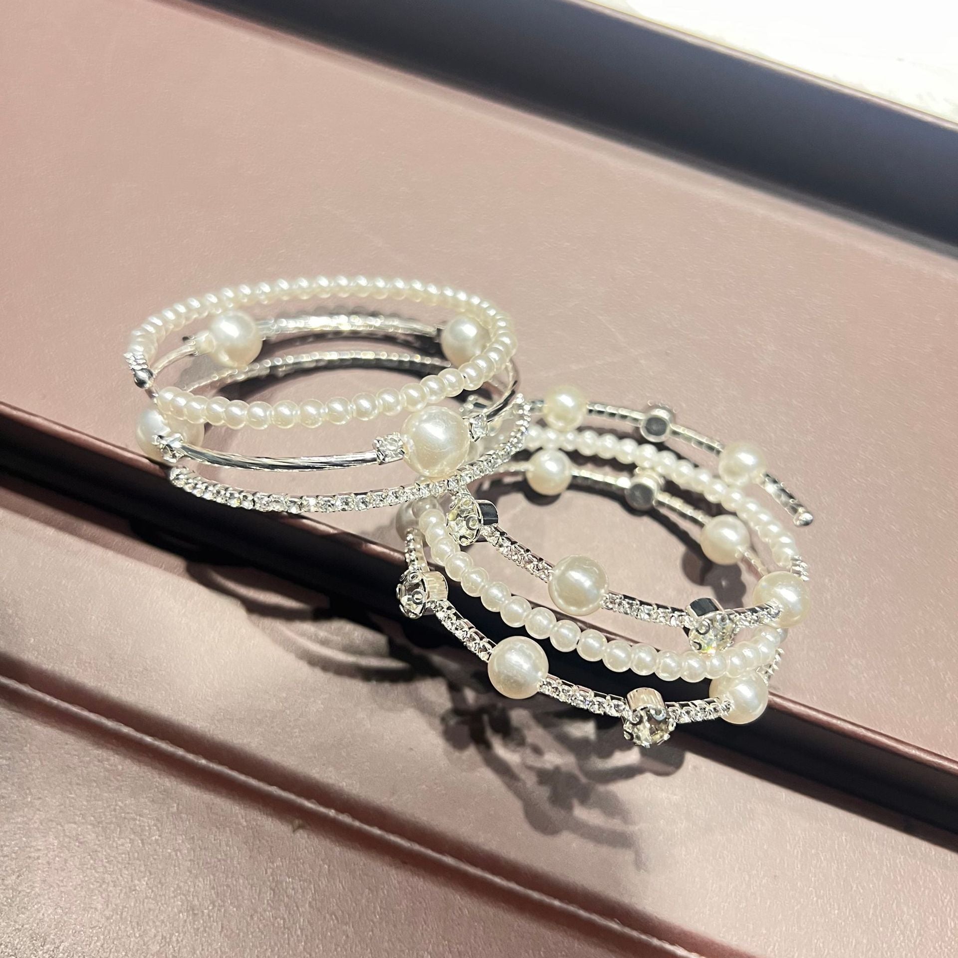 Bijoux de vente chaude Pearl Full Diamond Bracelet élastique Grand Bracelet en Strass Mariage