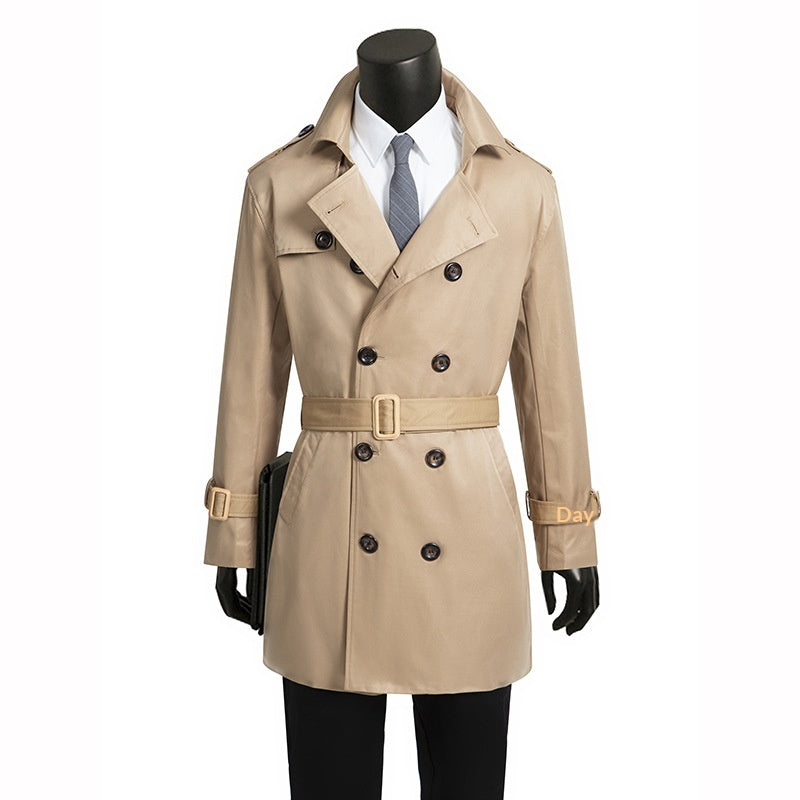 Trench Coat Slim-Fit Plus-Tize Anglais Style Hommes porter pour printemps et automne affaires Casu