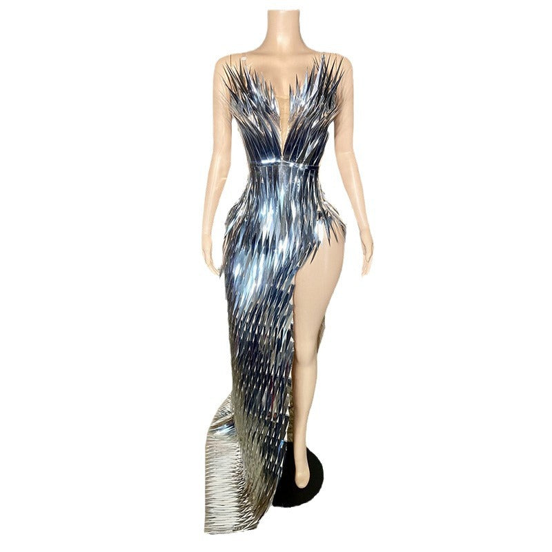 Scène avancée légère robe de soirée de luxe à laqué Design latéral fente Tail Slim Tempérament