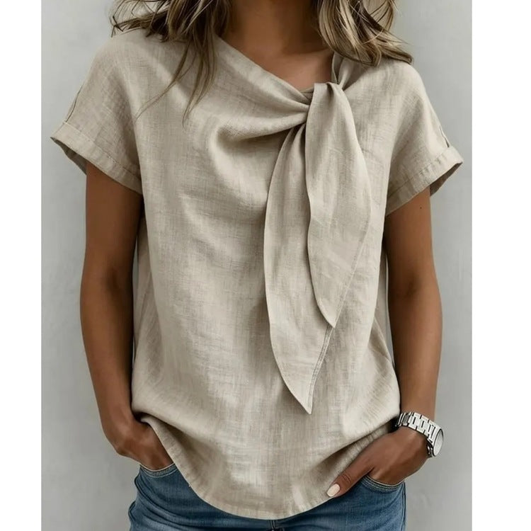T-shirt de mode à manches courtes en coton à manches courtes pour les femmes du printemps et de l'été