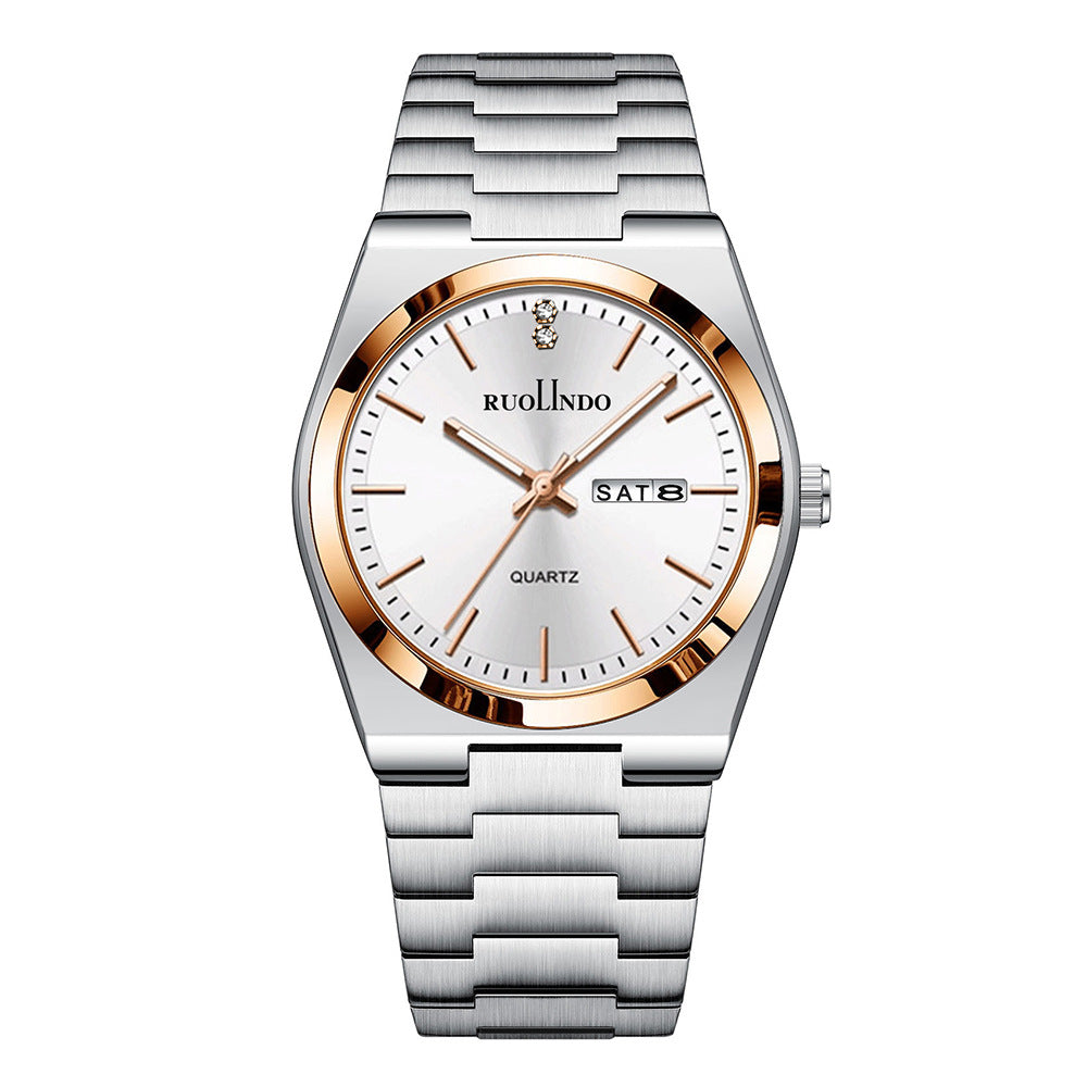 Double calendrier Avancé en acier inoxydable Lumineux hommes montre