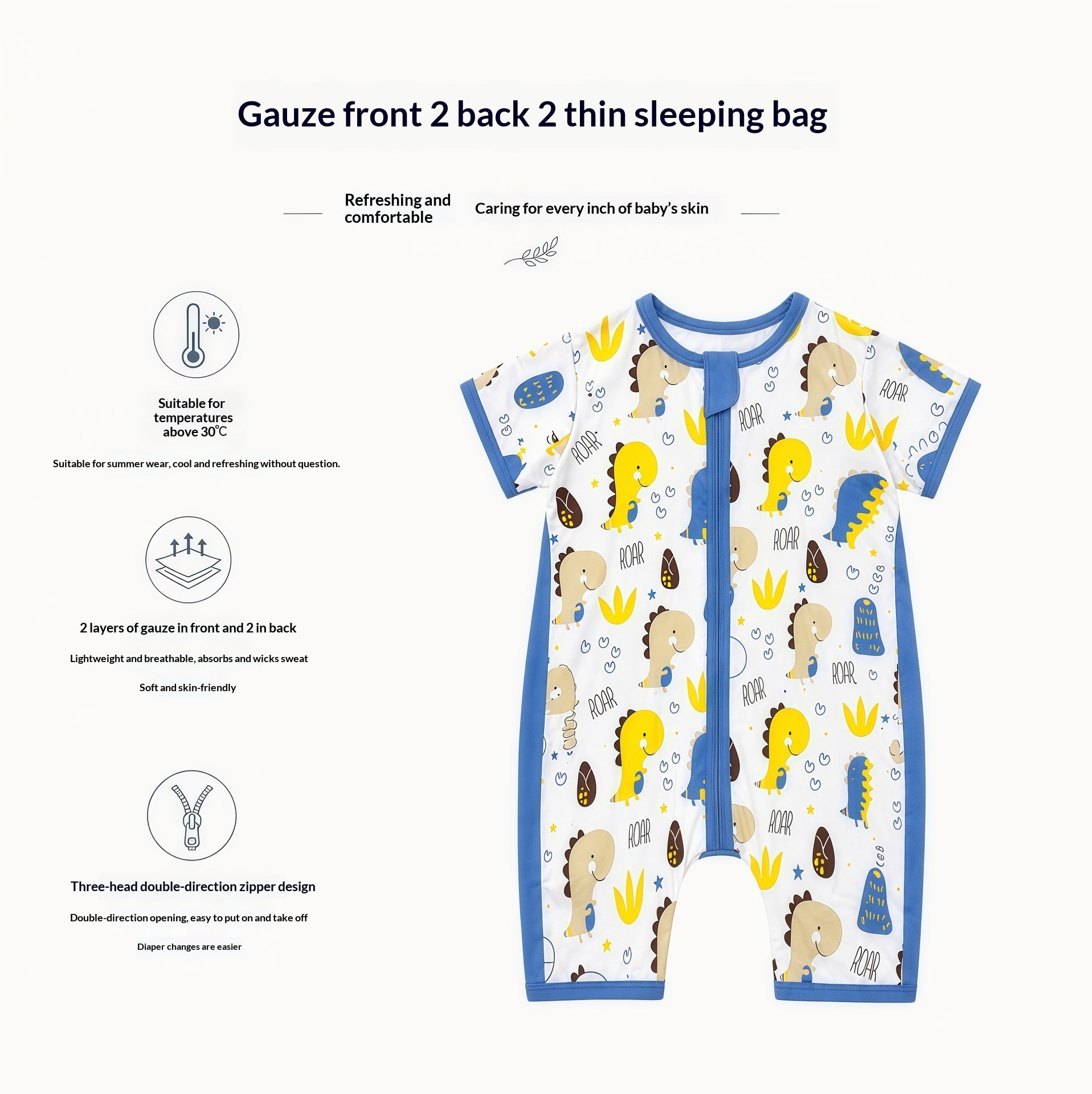 Dudu SpringSummer Sac de couchage léger pour bébé Gauze