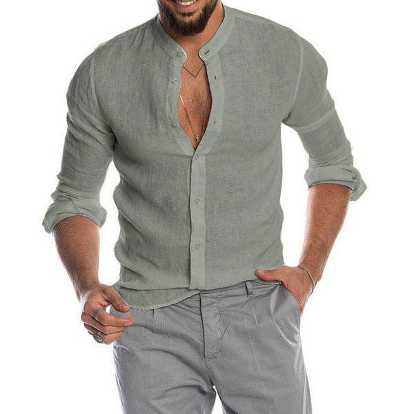 Linge de maison à col V Cardigan Manches longues Chemise Homme