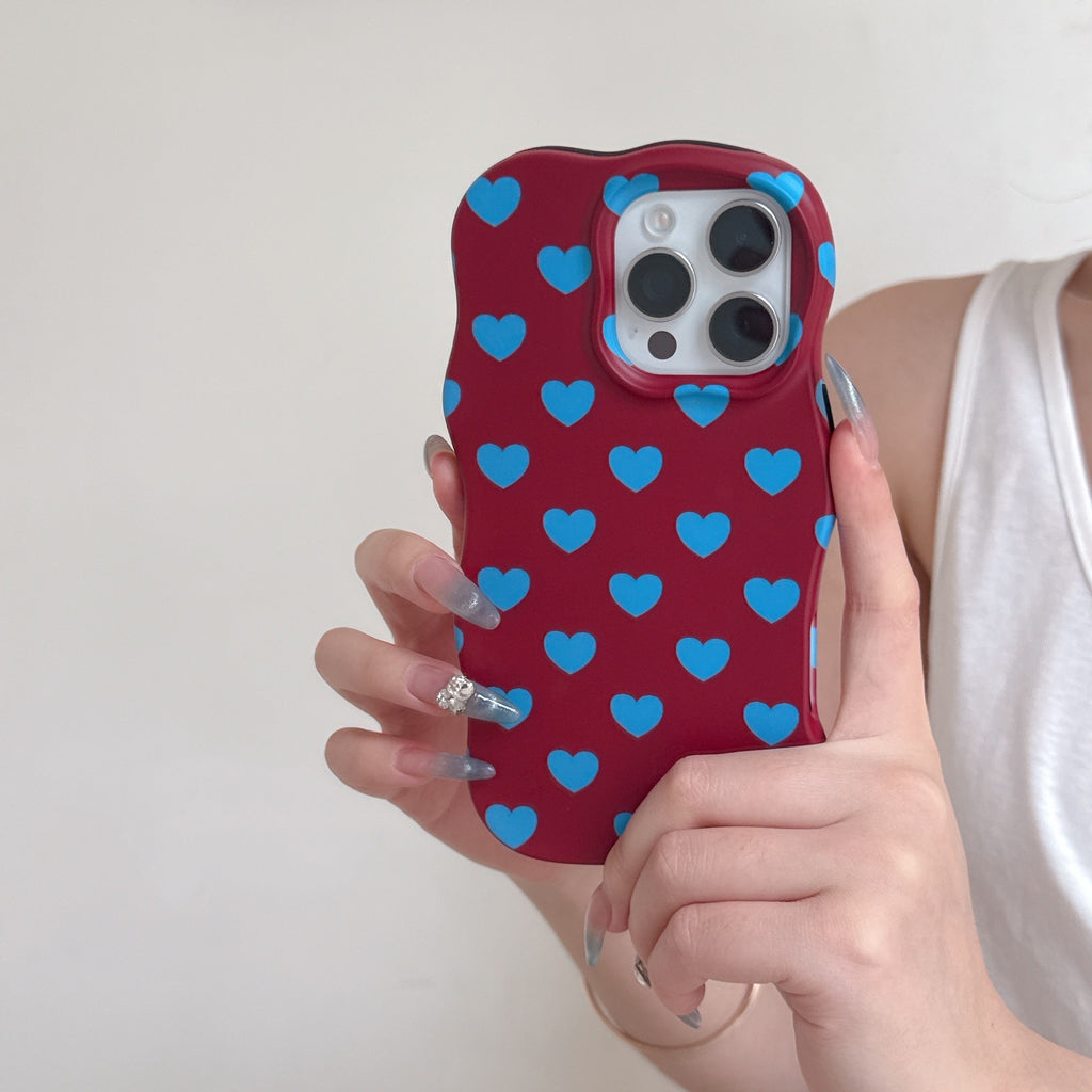 Plein écran Little Heart Matte Wave Phone Case