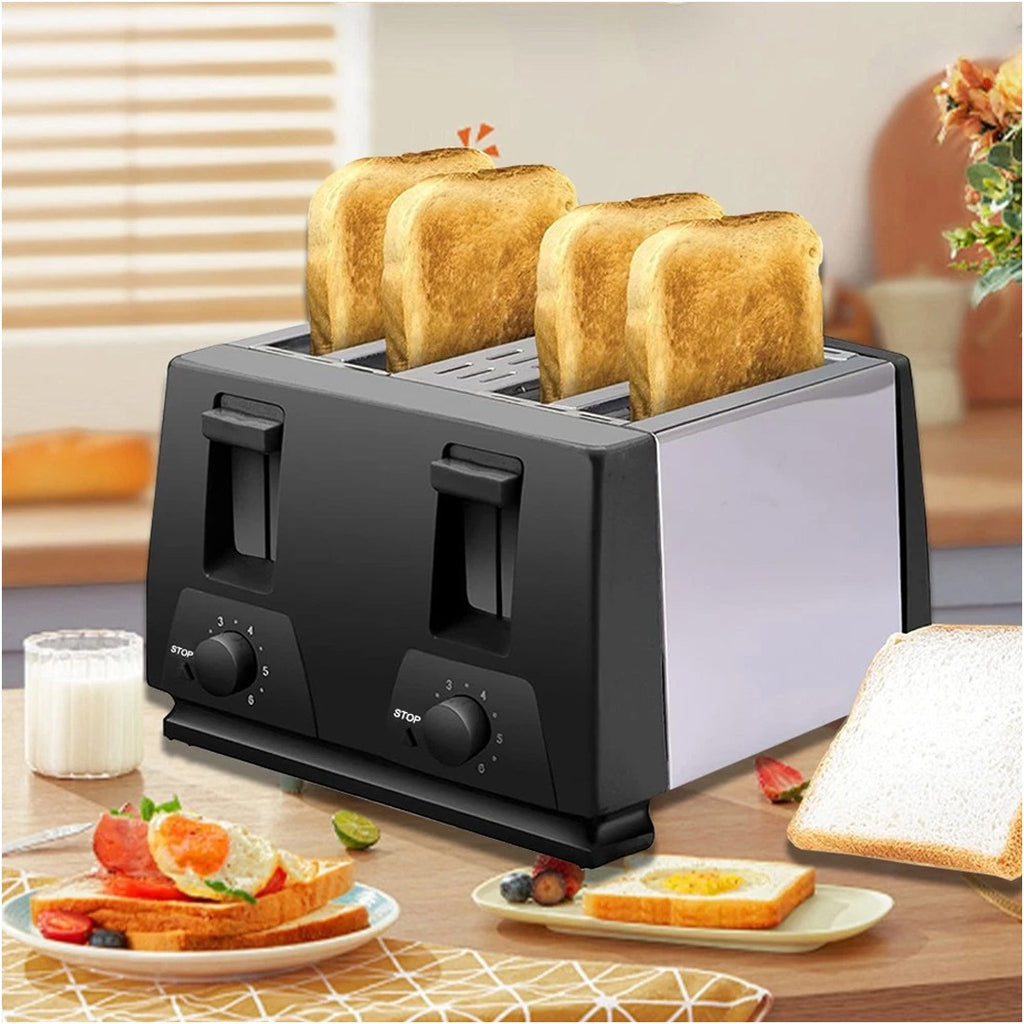 4 Slice extra large Fente avec défrost variable réchauffer le grille-pain noir Nouveau