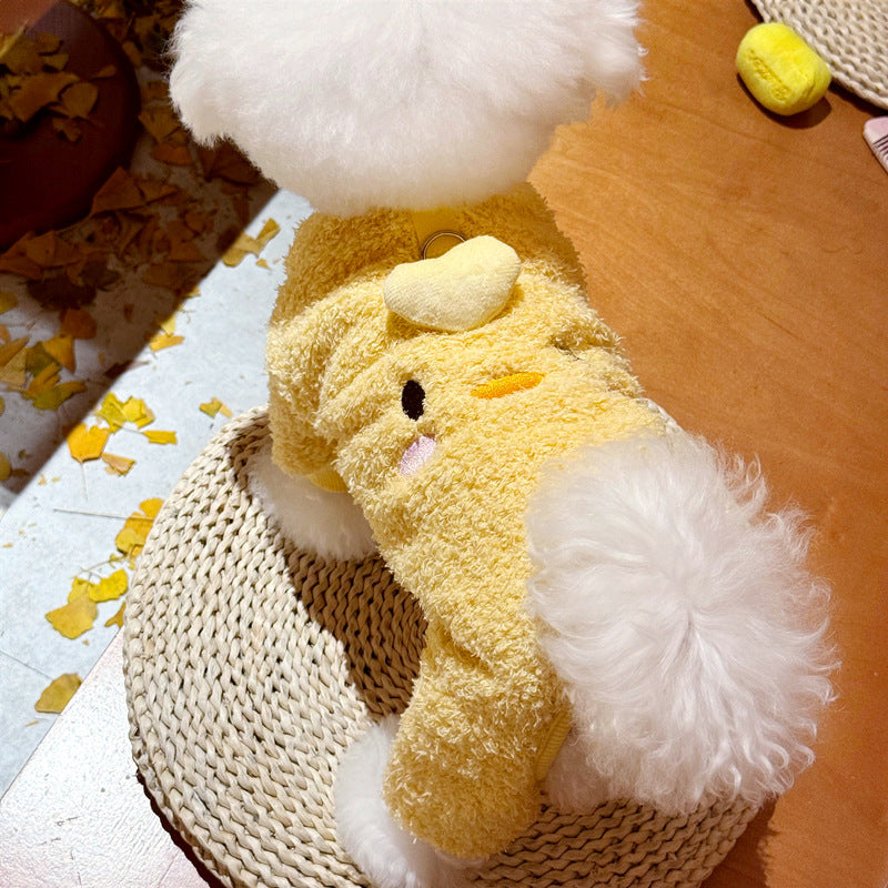Animaux de compagnie Petit poulet jaune Four-legged Outfit petits vêtements de chien chiot