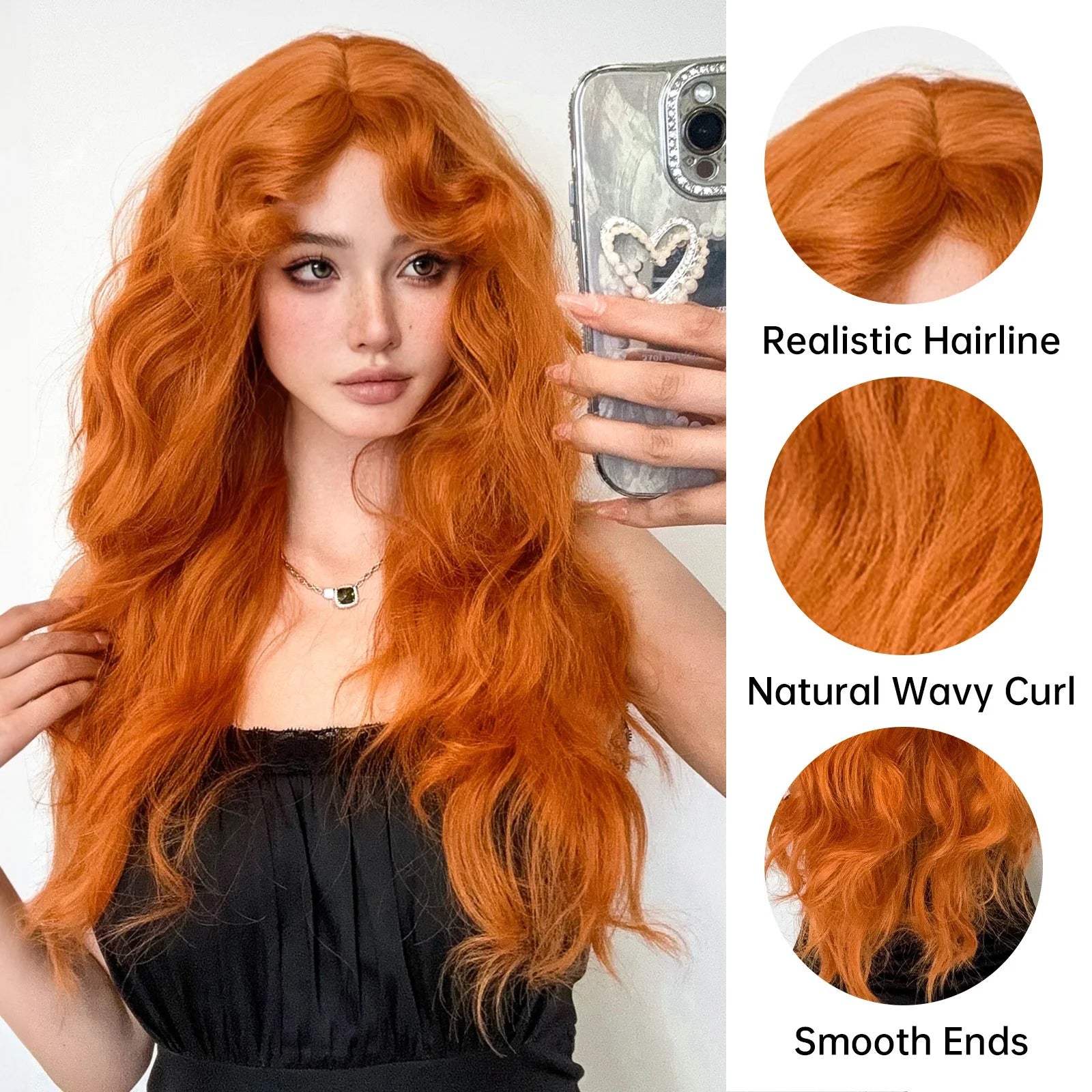 Perruque femelle Bangs Roller Fluffy cheveux mi-longs Perruque naturelle pleine tête