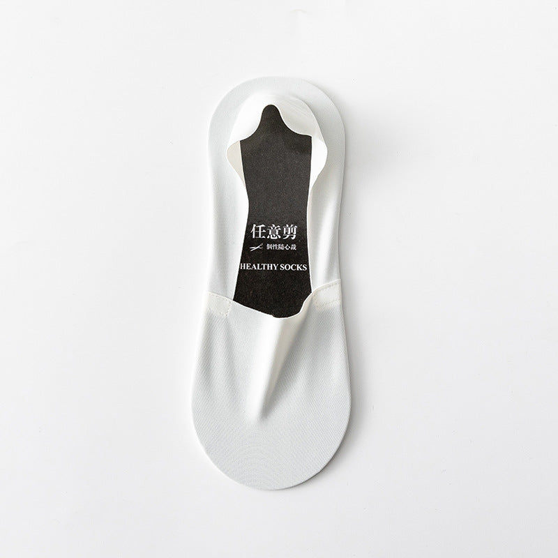 Chaussettes Bouche peu profonde Invisible sans couture Basse coupe Coton pur Fond Silk Ice