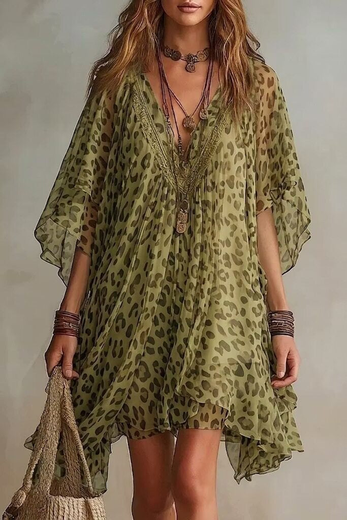 Robe de plage en col V pour femmes
