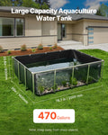 Toile Fish Pond au-dessus du sol Koi réservoir 470 Gal avec panneau clair