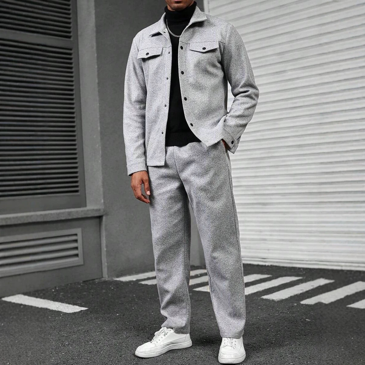 Cardigan pour hommes avec pantalons à manches longues et manches longues