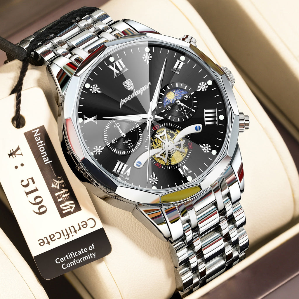 Montre Quartz multifonctionnelle imperméable pour hommes