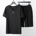 Ensemble de T-shirt en lin retro manches courtes pour hommes