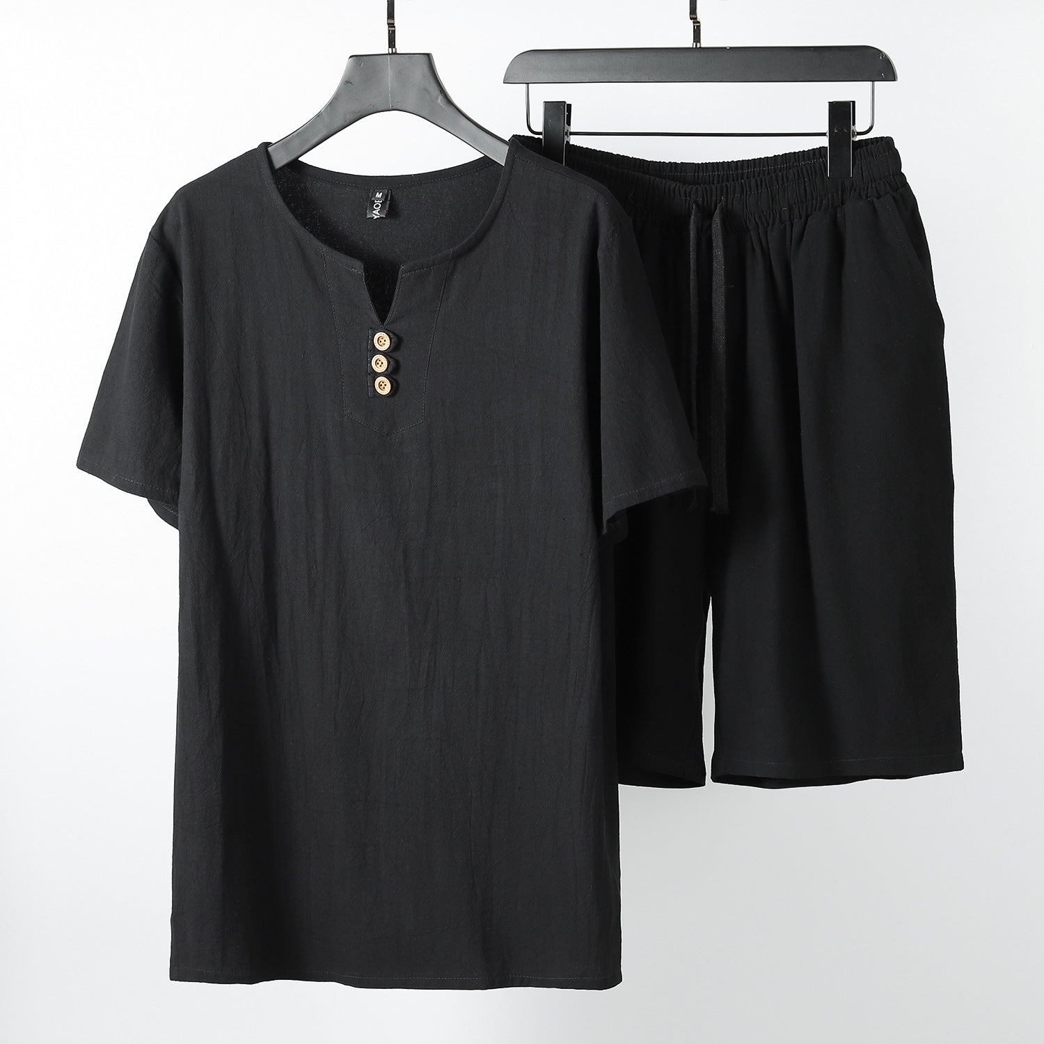 Ensemble de T-shirt en lin retro manches courtes pour hommes